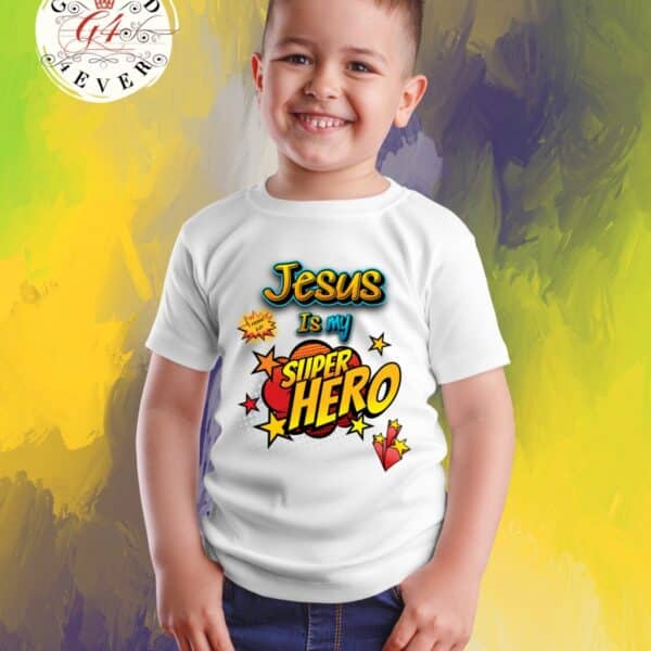 JESUS IS MY HERO- CAMISETA PARA NIÑOS UNISEX