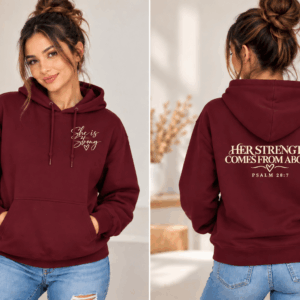 SHE IS STRONG – Women’s Christian Hoodie
